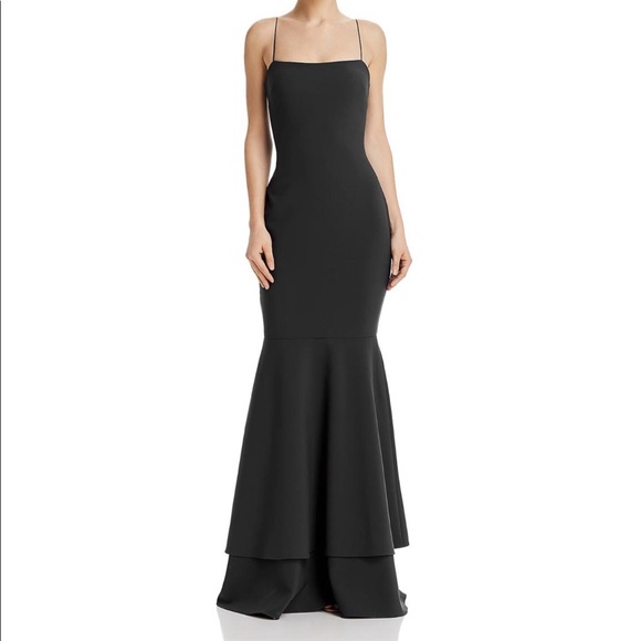 NWT BLACK LIKELY AURORA FLOOR TRUMPET GOWN 14 - Picture 1 of 8